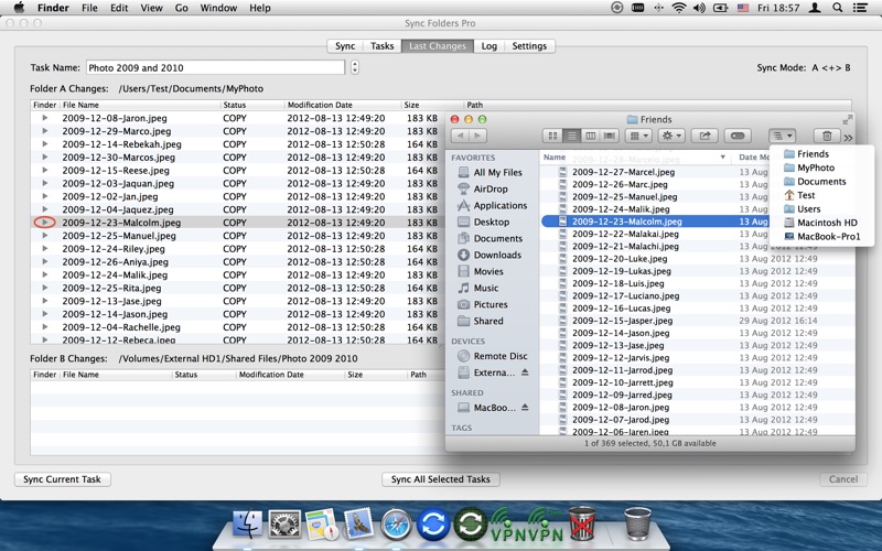mac automator sync folders